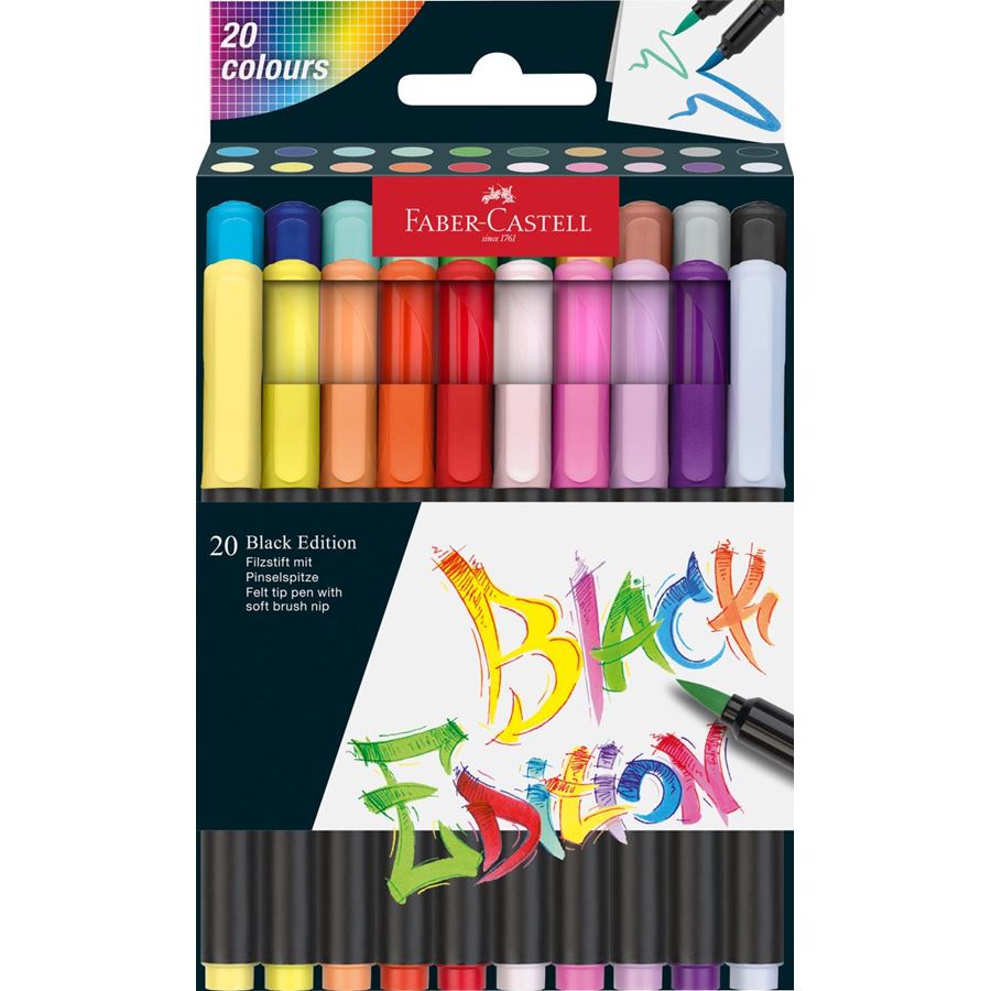 Faber-Castell - Astuccio con 20 pennarelli brush Black Edition