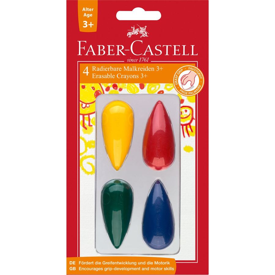 Faber-Castell - Pastelli Cera forma goccia Blister 4