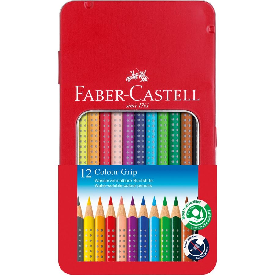 Faber-Castell - Matite Colorate Colour Grip Astuccio metallo 12