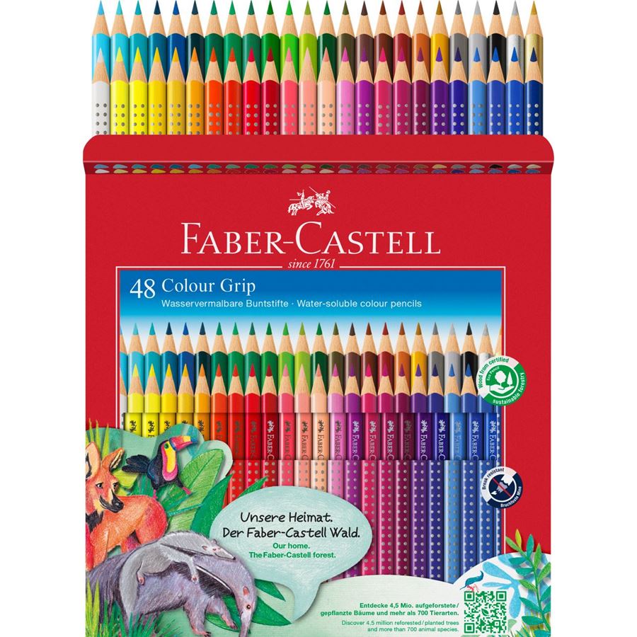 Faber-Castell - Astuccio di cartone con 48 matite colorate Colour Grip