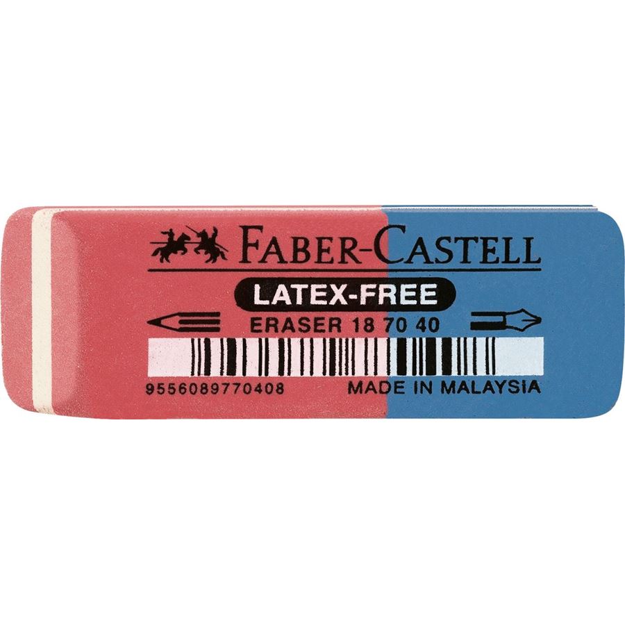 Faber-Castell - Gomma 7070-40 per matita ed inchiostro rossa e blu