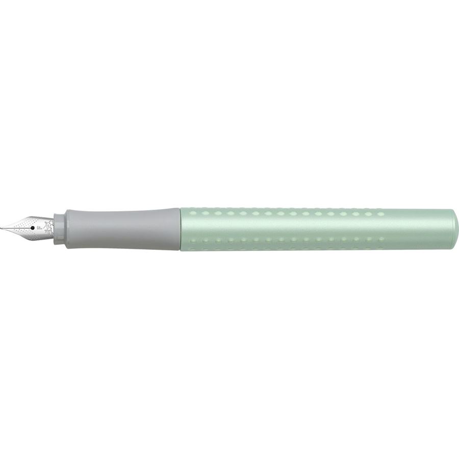 Faber-Castell - Penna stilografica Grip Pearl Edition F verde menta