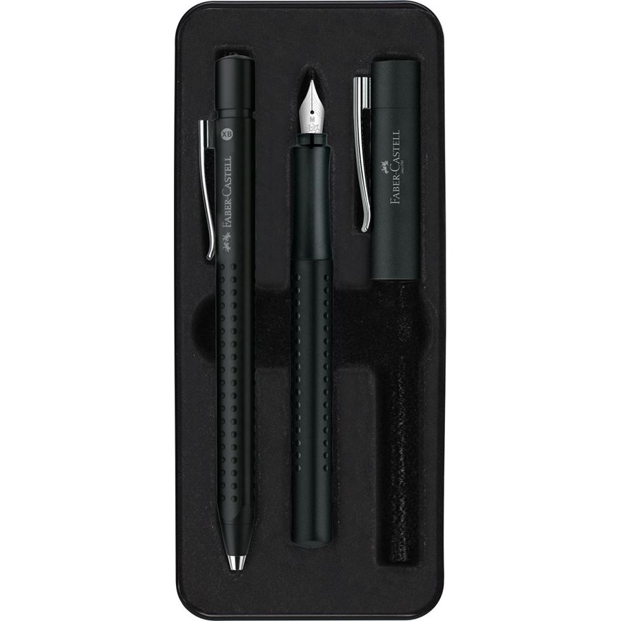 Faber-Castell - Set Grip 2011 nero: penna stilografica M + penna a sfera