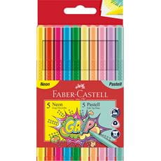 Faber-Castell - Astuccio con 10 pennarelli Grip Colour Neon + Pastel
