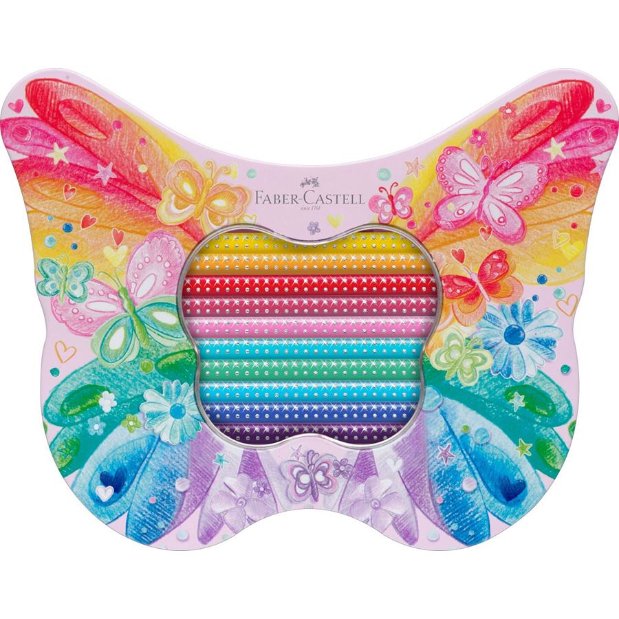 Faber-Castell - Set regalo a forma di farfalla con matite colorate Sparkle
