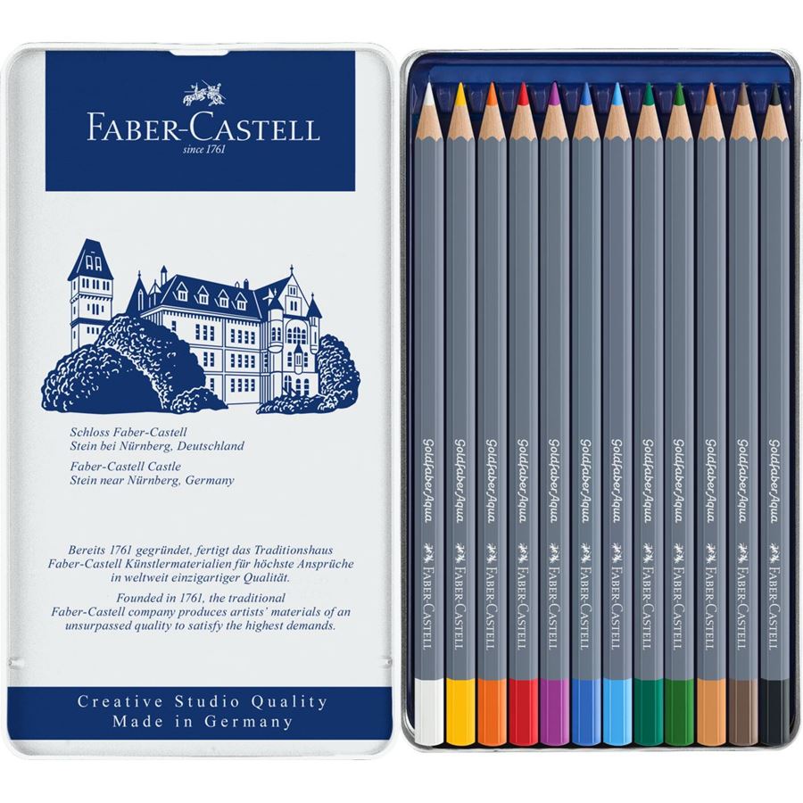 Faber-Castell - Matite colorate acquerellabili Goldfaber Aqua conf met da 12