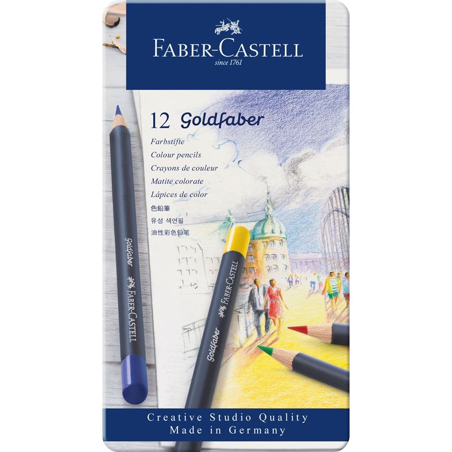 Faber-Castell - Matite colorate Goldfaber conf. metallo da 12