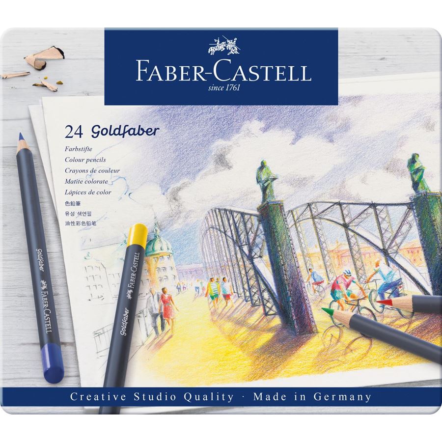 Faber-Castell - Matite colorate Goldfaber conf. metallo da 24