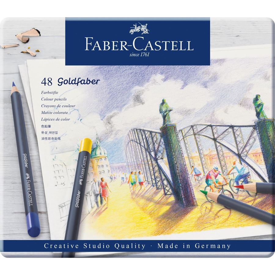 Faber-Castell - Matite colorate Goldfaber conf. metallo da 48