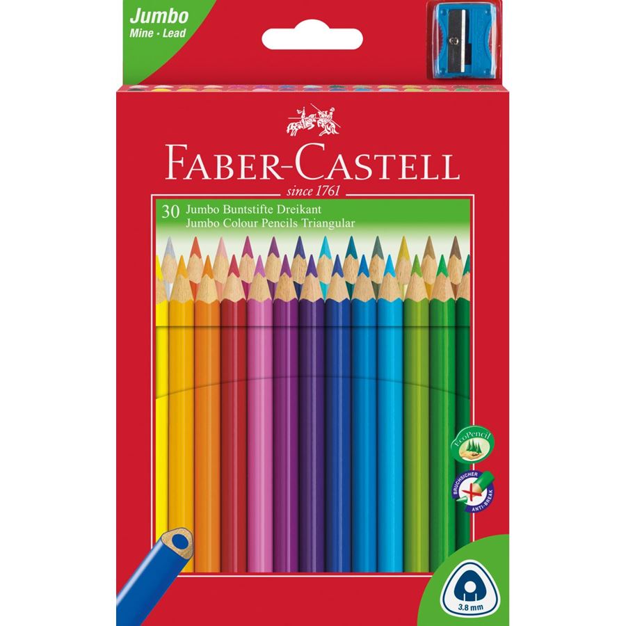 Faber-Castell - Astuccio con 30 matite colorate triangolari Jumbo