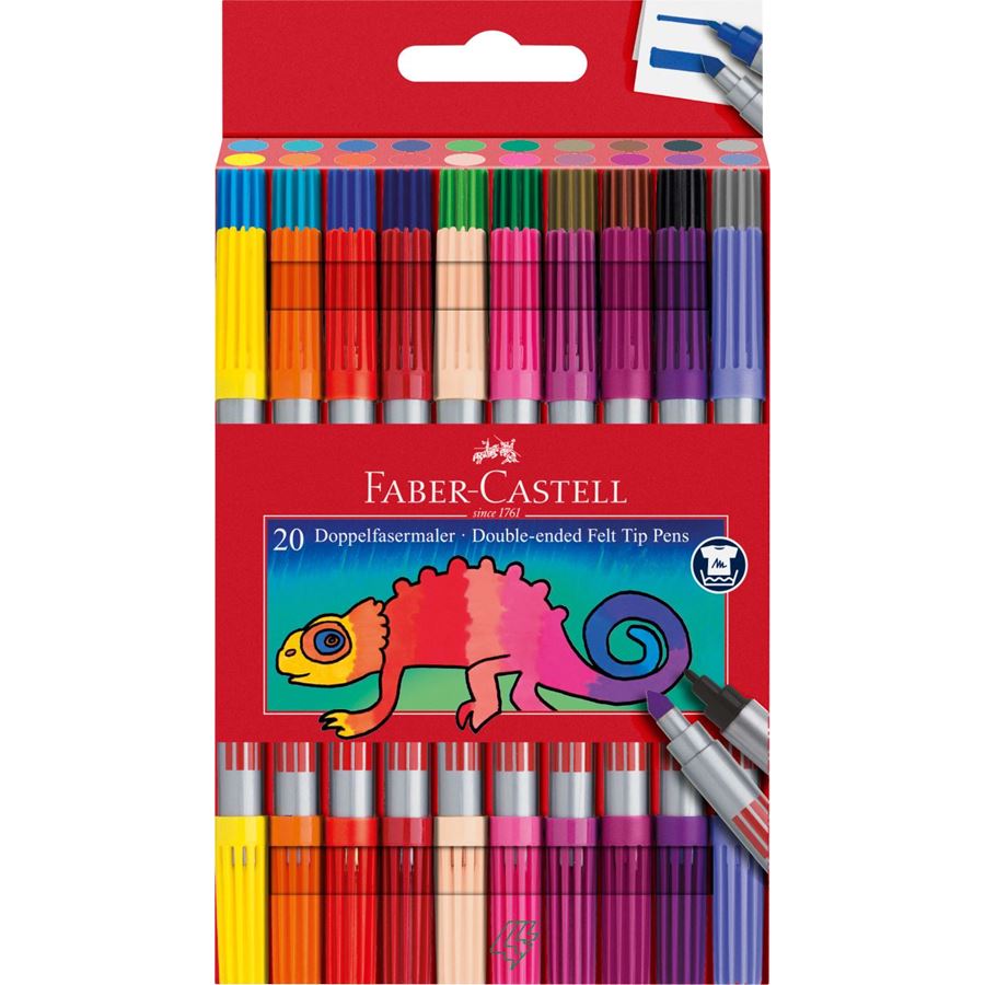 Faber-Castell - Astuccio cartone con 20 pennarelli Doppia Punta