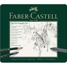 Faber-Castell - Set Pitt Graphite, astuccio in metallo da 19