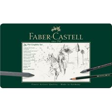 Faber-Castell - Set Pitt Graphite, astuccio in metallo da 26