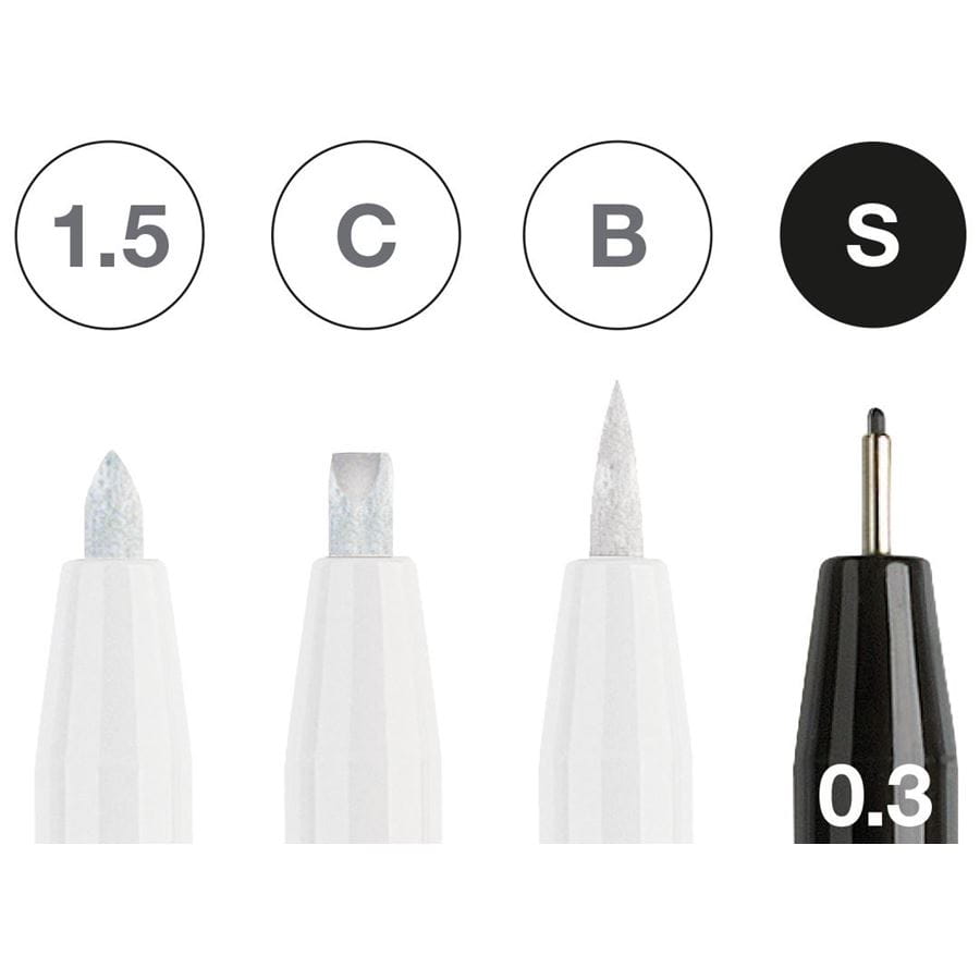 Faber-Castell - Bustina con 4 penne a china Pitt Artist Pen nero & bianco