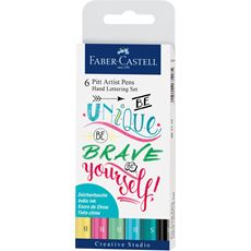 Faber-Castell - Pitt Artist Pen, set da 6 Lettering, Pastel