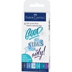 Faber-Castell - Bustina con 6 Pitt Artist Pen Hand Lettering nei colori blu