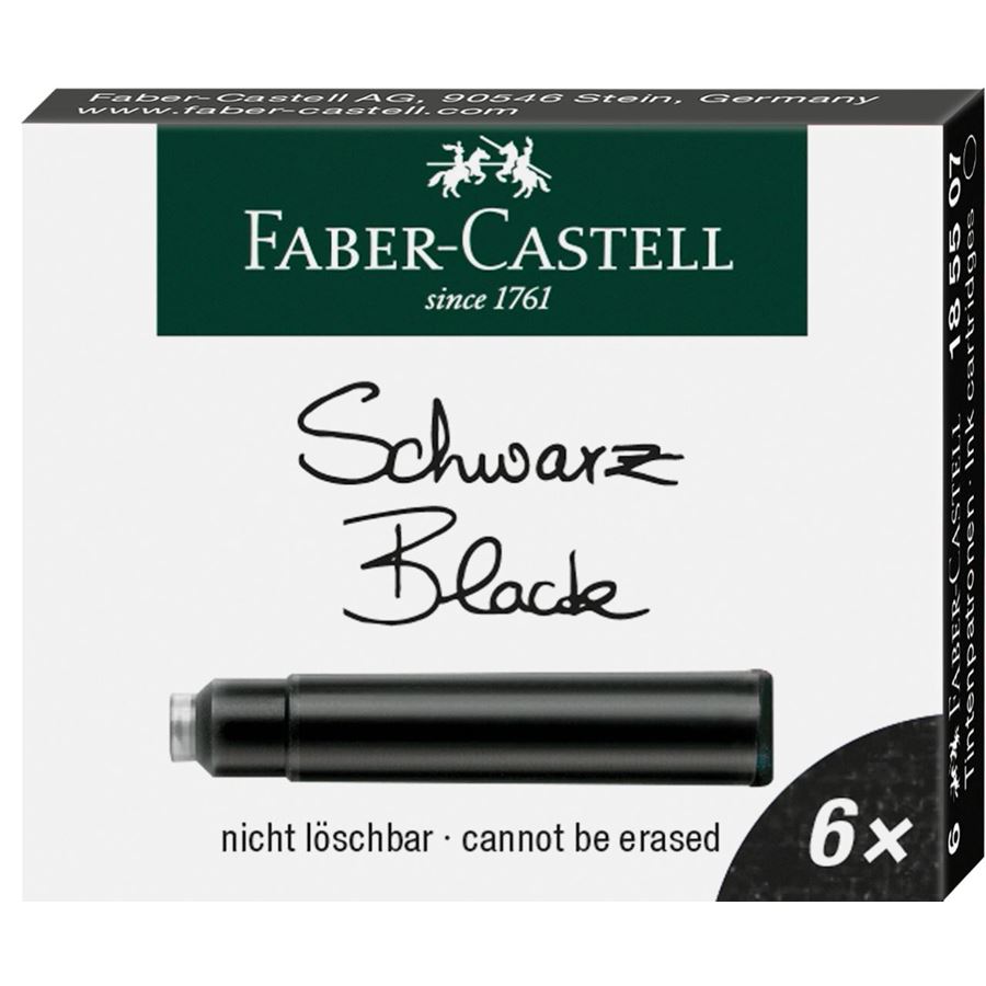 Faber-Castell - Astuccio con 6 cartucce d'inchiostro nero