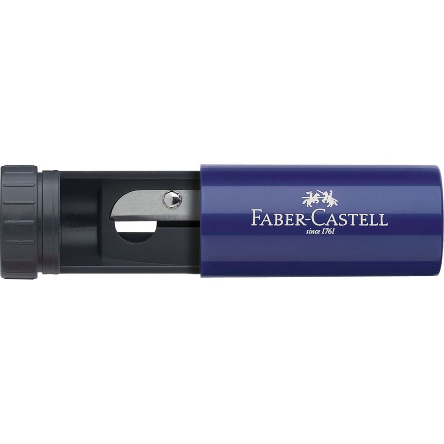 Faber-Castell - Temperamatite a 1 foro con serbatoio TWIST rossa/blu