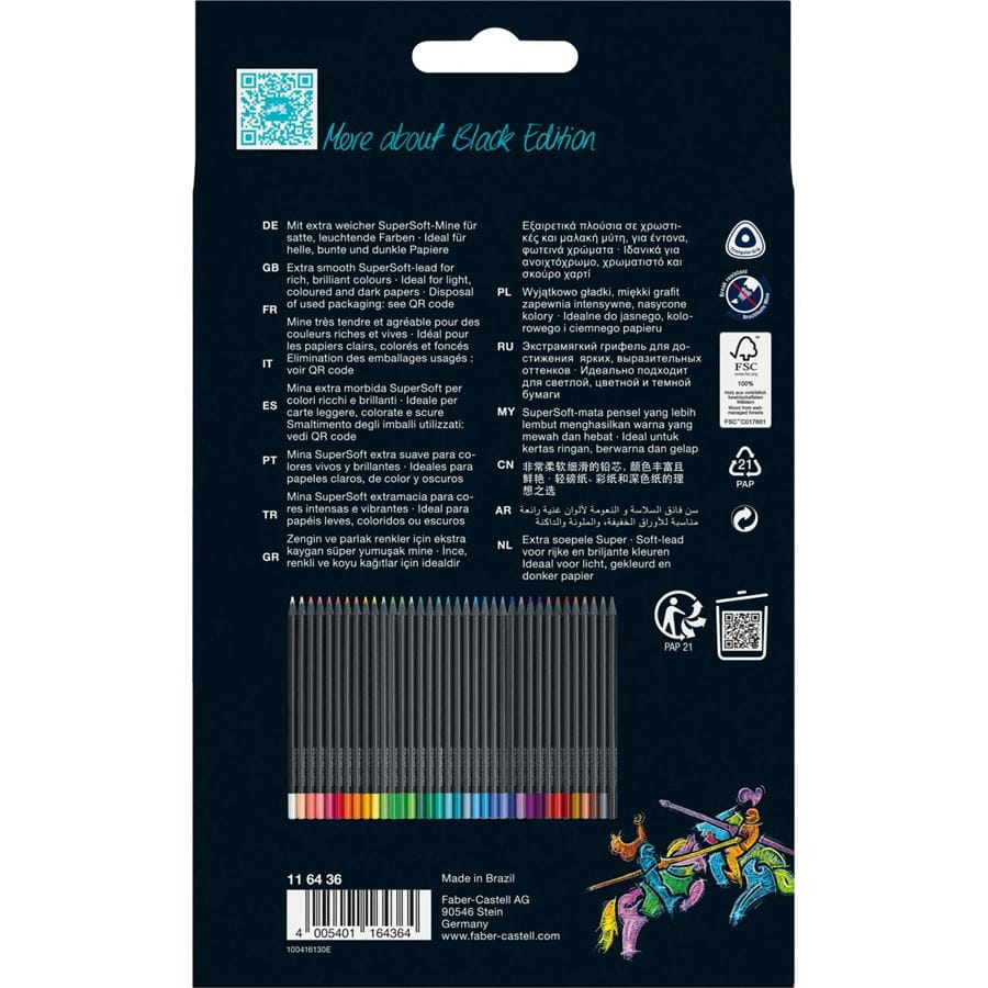 Faber-Castell - Astuccio con 36 matite colorate Black Edition