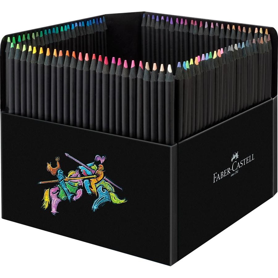 Faber-Castell - Astuccio in cartone da 100 matite colorate Black Edition