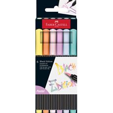 Faber-Castell - Astuccio con 6 pennarelli brush Black Edition pastel