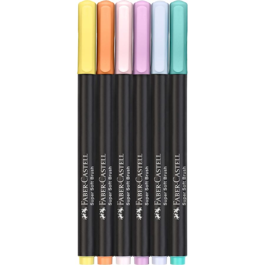 Faber-Castell - Astuccio con 6 pennarelli brush Black Edition pastel