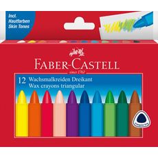 Faber-Castell - Astuccio con 12 pastelli a cera triangolari