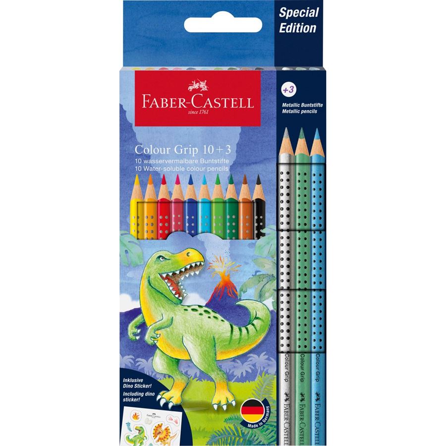 Faber-Castell - Matite colorate Colour Grip Dinosauro 10+3