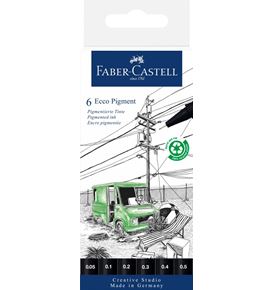 Faber-Castell - Bustina con 6 penne a fibra Ecco Pigment 0.05-0.5 mm