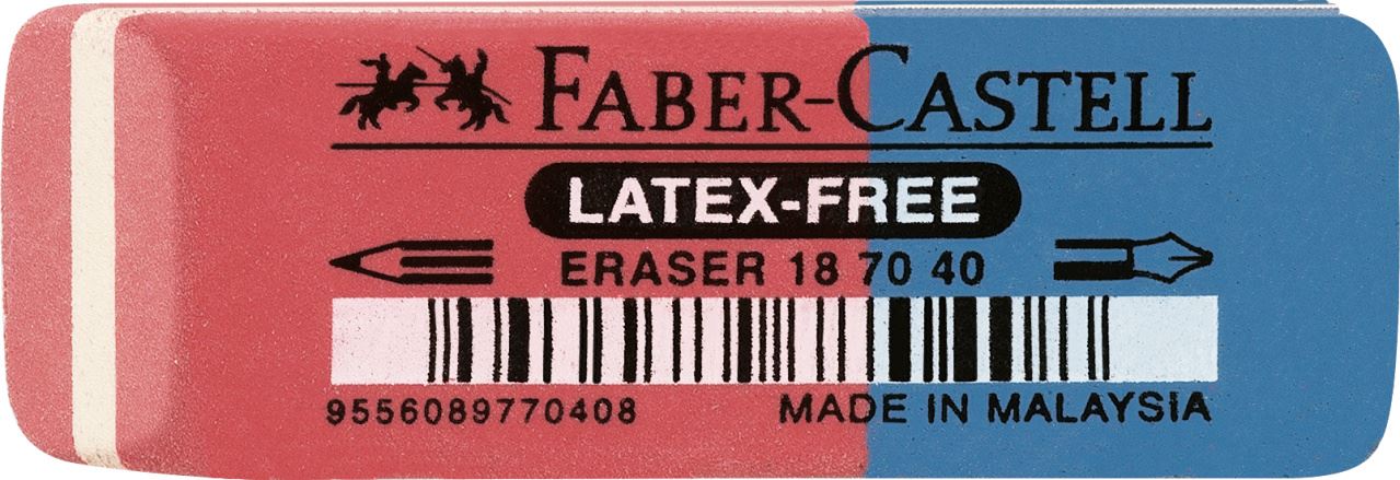 Faber-Castell - Gomma 7070-40 per matita ed inchiostro rossa e blu