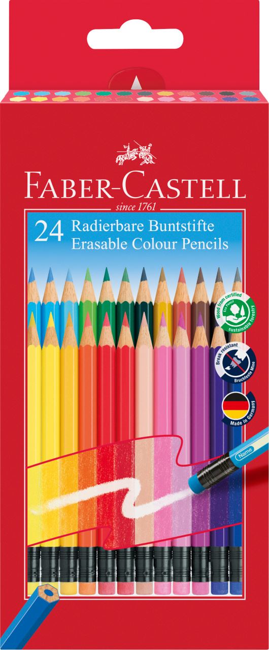 Faber-Castell - Matite colorate cancellabili Astuccio Cartone da 24