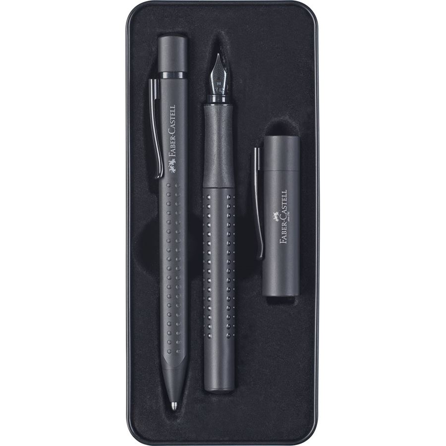Faber-Castell - Set regalo stilo/sfera Grip Edition All Black