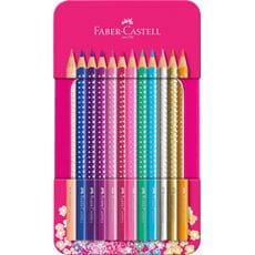 Faber-Castell - Matite colorate Sparkle in confezione di metallo da 12