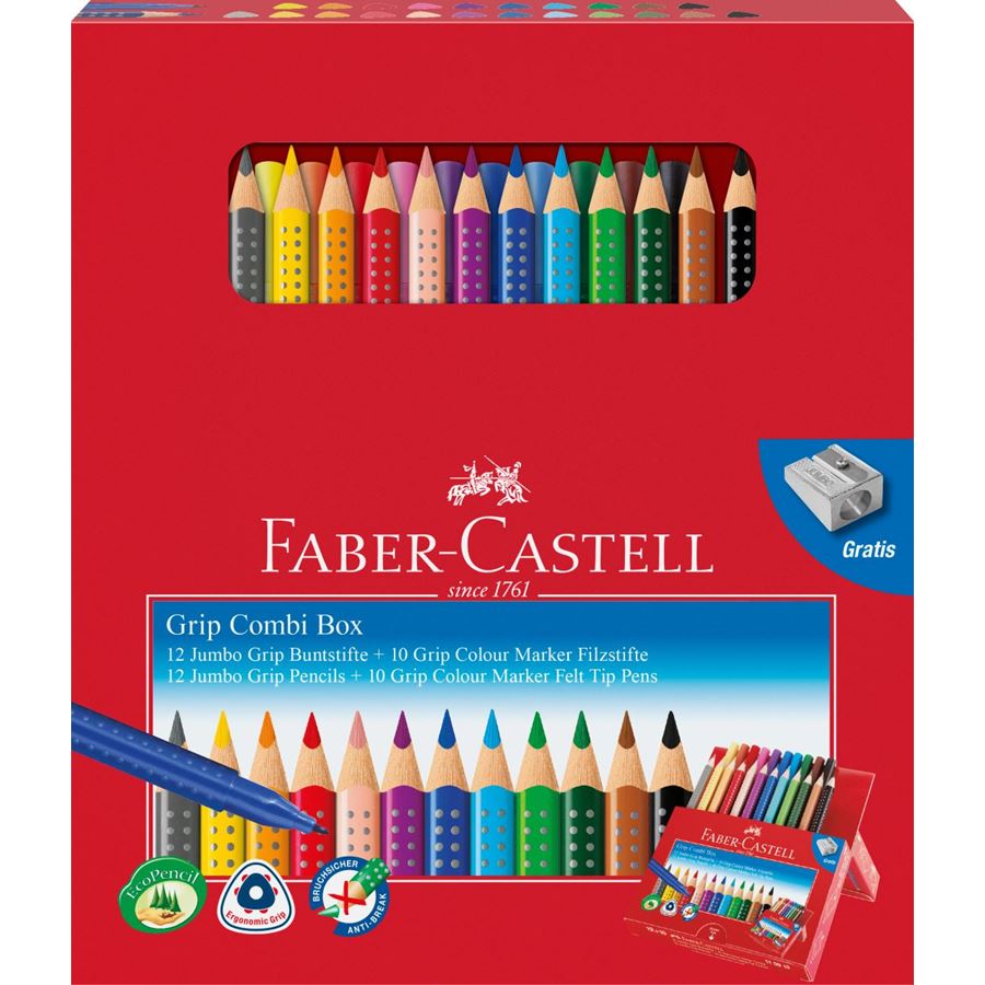Faber-Castell - Matite Colorate Jumbo Grip + Grip Marker Astuccio 22