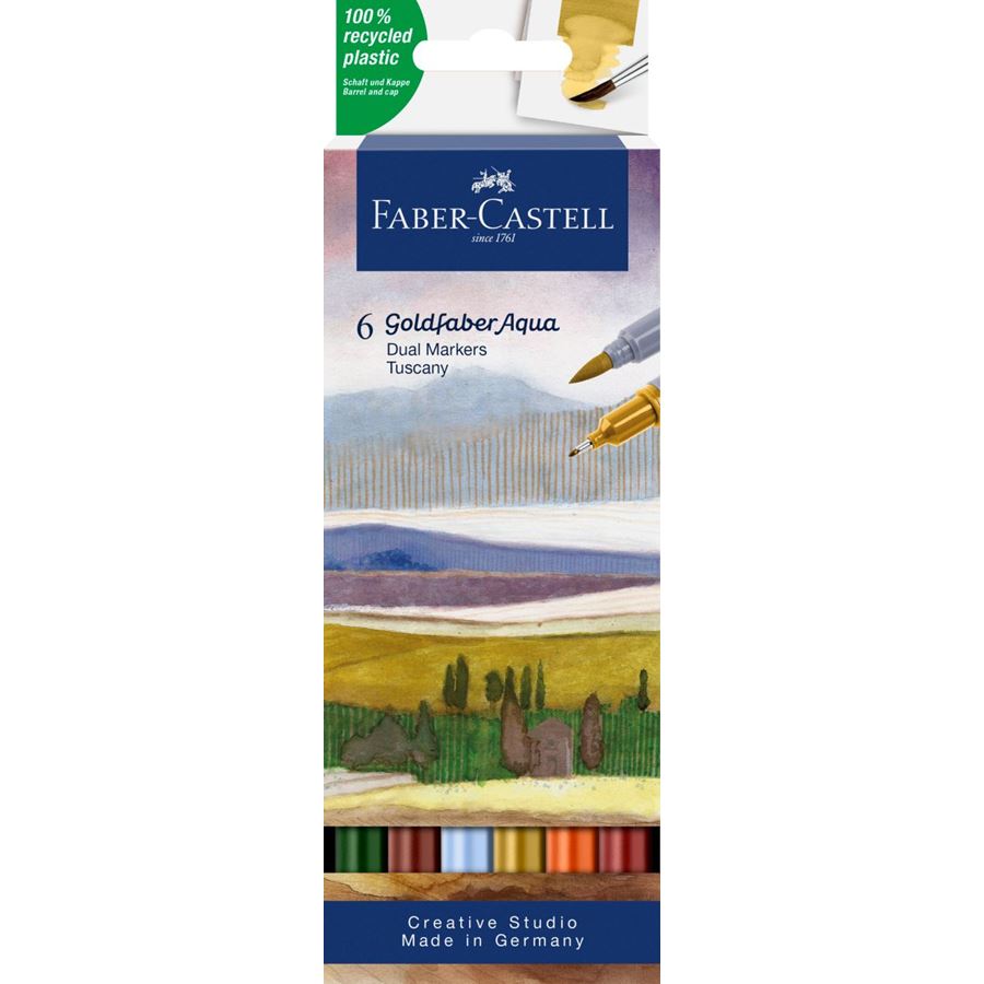 Faber-Castell - Goldfaber Aqua Dual Marker, astuccio da 6, Tuscany