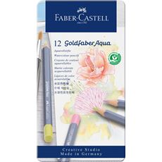 Faber-Castell - Matite acquerellabili Goldfaber Aqua Pastel ast. met. da 12