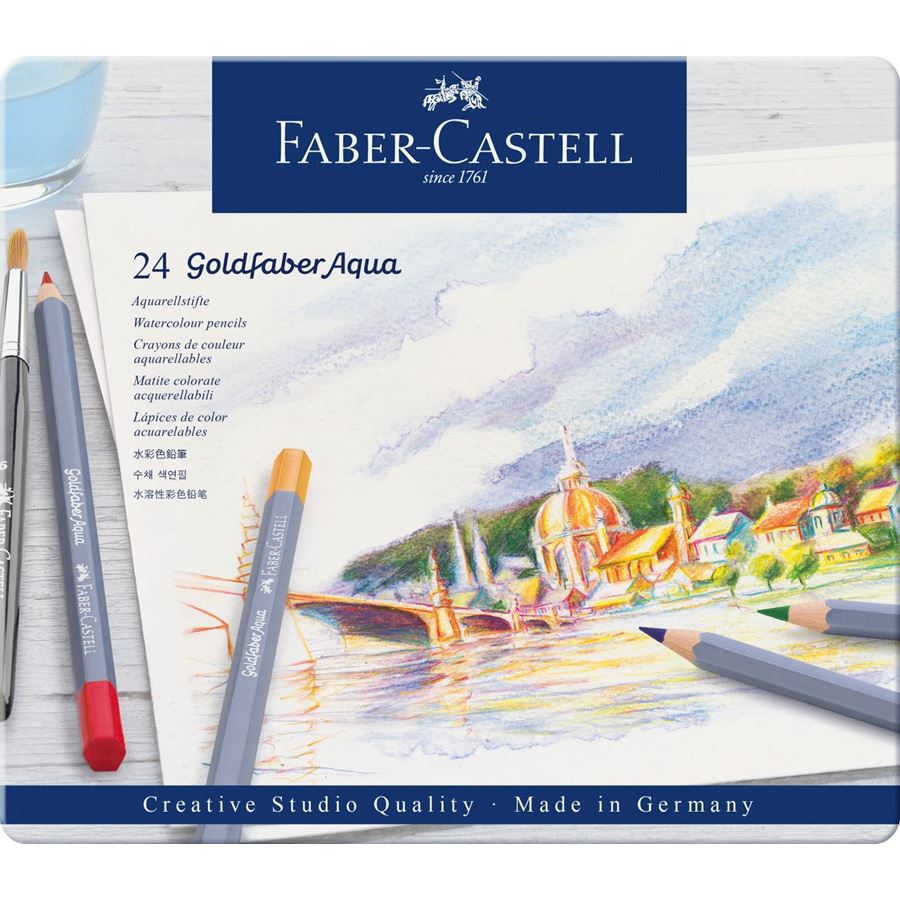 Faber-Castell - Matite colorate acquerellabili Goldfaber Aqua conf met da 24