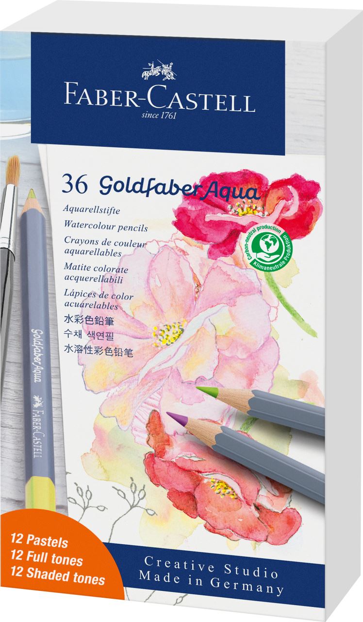 Faber-Castell - Matite colorate Goldfaber Aqua, gift set da 36 pz