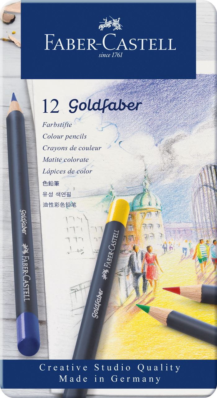 Faber-Castell - Matite colorate Goldfaber conf. metallo da 12