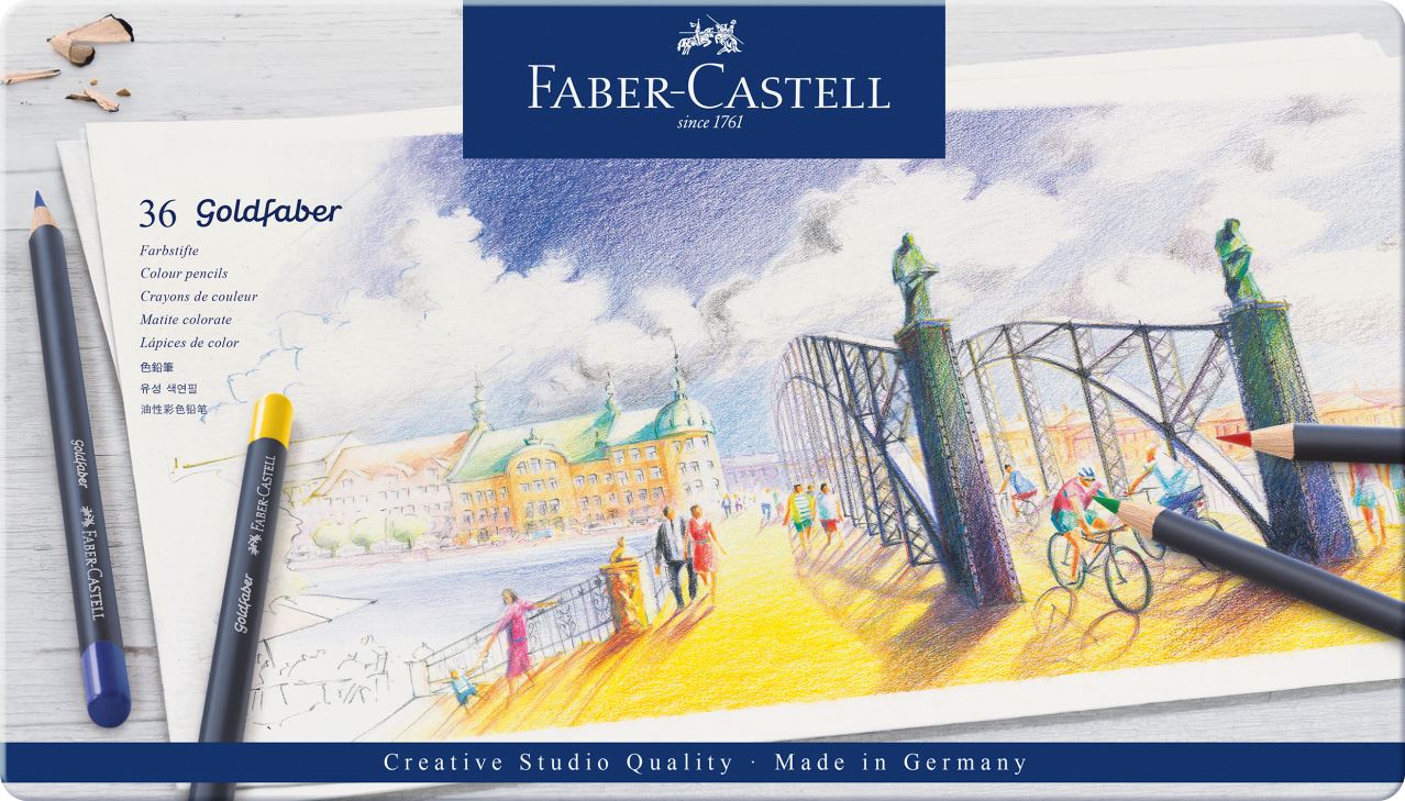 Faber-Castell - Matite colorate Goldfaber conf. metallo da 36