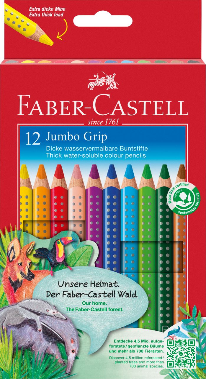 Faber-Castell - Matite Colorate Jumbo Grip Astuccio cartone 12