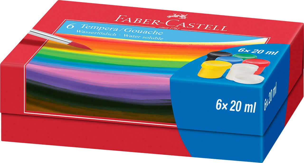 Faber-Castell - Tempera pronta 6 barattoli da 20 ml