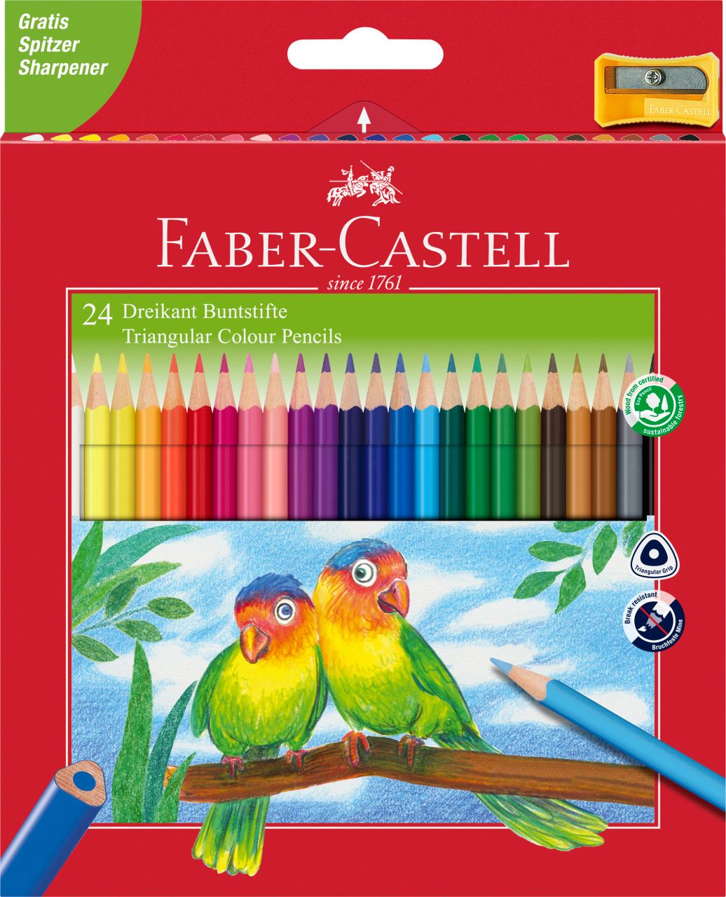 Faber-Castell - Matite colorate triangolari Eco astuccio cartone da 24