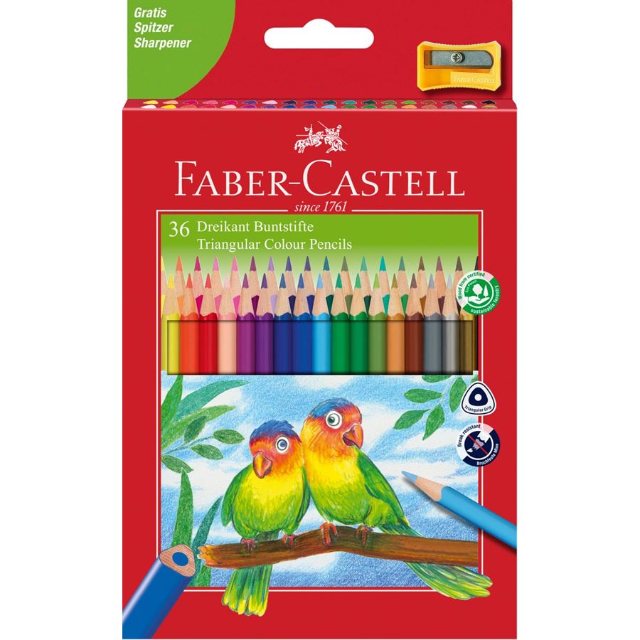 Faber-Castell - Matite colorate triangolari Eco astuccio cartone da 36