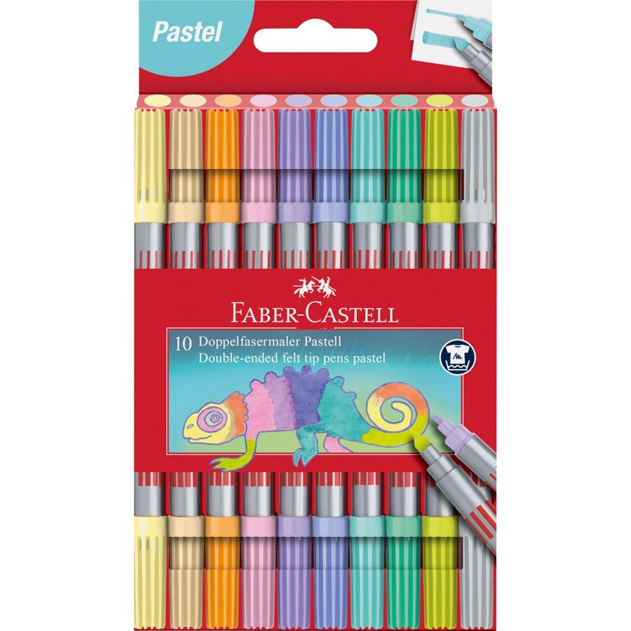 Faber-Castell - Astuccio da 10 penne a feltro doppia punta pastello
