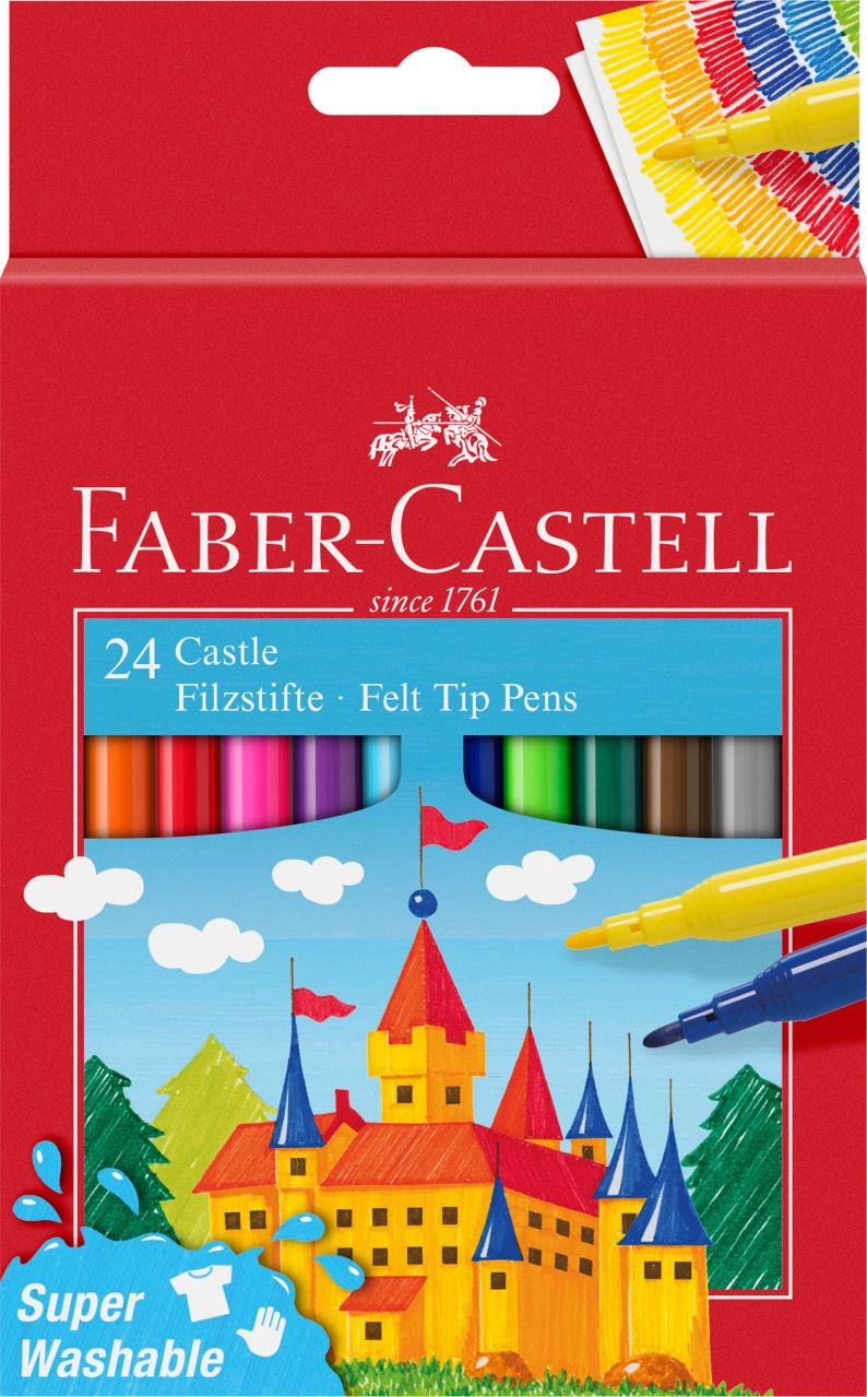 Faber-Castell - Astuccio in cartone con 24 pennarelli Castello superlavabili