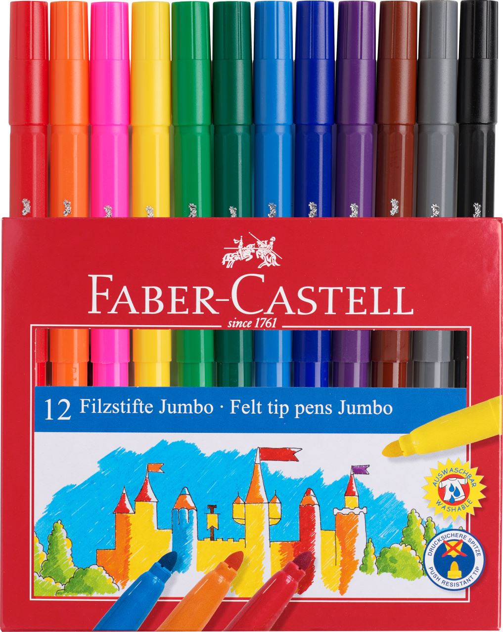 Faber-Castell - Astuccio in cartone 12 pennarelli Castello Jumbo