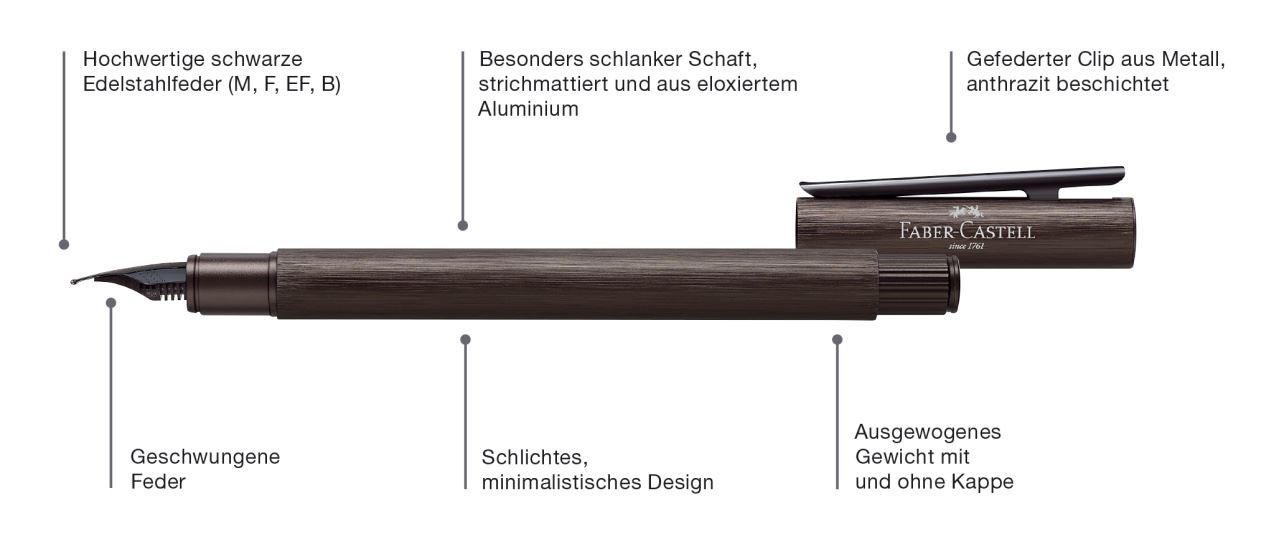 Faber-Castell - Fountain pen Neo Slim Aluminium gun metal M
