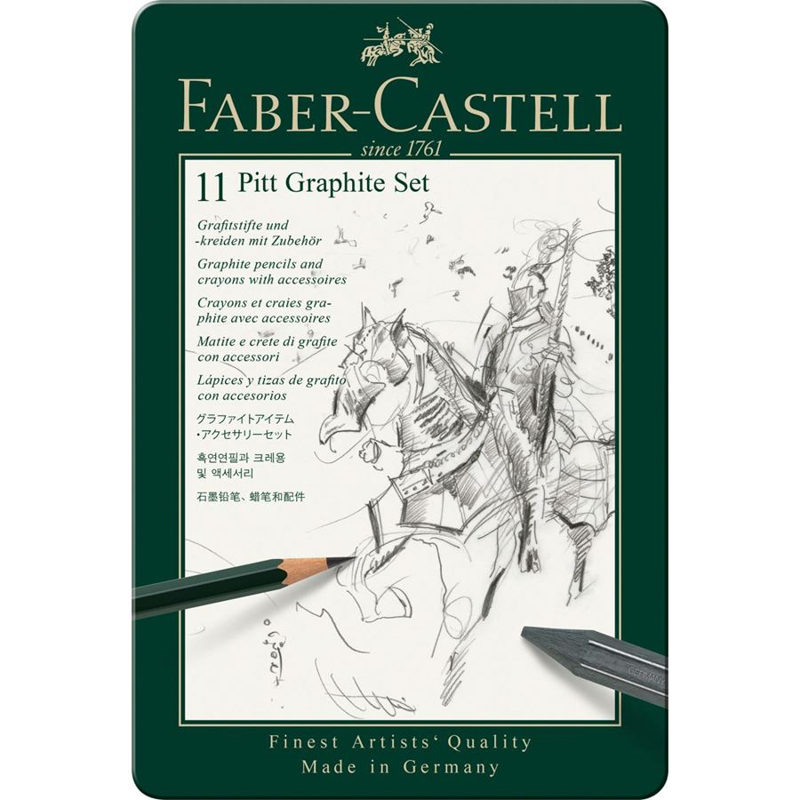Faber-Castell - Set Pitt Graphite, astuccio in metallo da 11