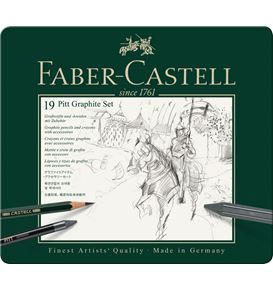 Faber-Castell - Set Pitt Graphite, astuccio in metallo da 19
